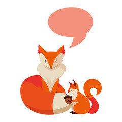 Sticker - fox and squirrel happy autumn season design