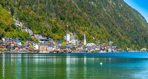 Hallstatt Austria Popular Town On Alpine Lake Hallstatter See In Austrian Alps Mountains In Autumn Buy This Stock Photo And Explore Similar Images At Adobe Stock Adobe Stock