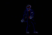 Dancers In Suits With LED Lamps.