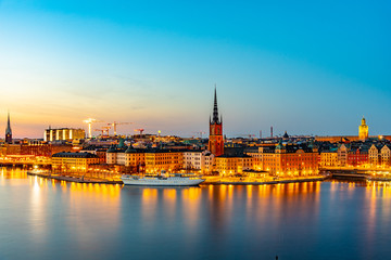 Wall Mural - Sunset view of Gamla stan in Stockholm from Sodermalm island, Sweden