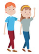 © Jemastock - Teenagers friends smiling and greeting cartoons