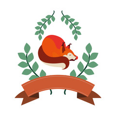 Sticker - fox mammal happy autumn season flat design