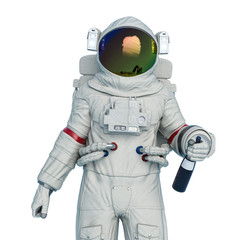 astronaut holding a bottle frontal view