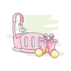 Poster - cute baby crib with socks