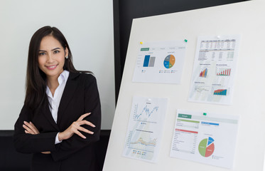 Portrait of asian business woman a smile in the office, Concept of asian woman success