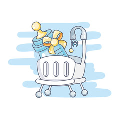 Poster - cute baby crib with bottle milk