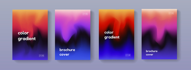 Poster - Set of modern colorful gradient background. Trendy abstract poster liquid design.  A4 size fluid backdrop illustrations for brochure, banner, print, flayer, card, placard.