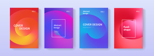Poster - Abstract bright colorful gradient posters set with fluid shapes.