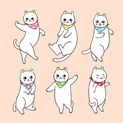 Wall Mural - Cartoon cute cat dancing vector.