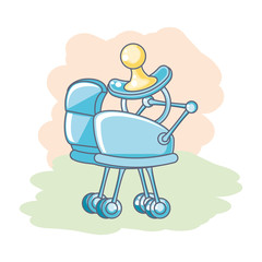 Poster - cute pacifier with baby cart