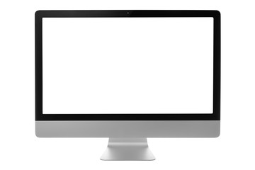 computer monitor with black screen isolated on white background with clipping path