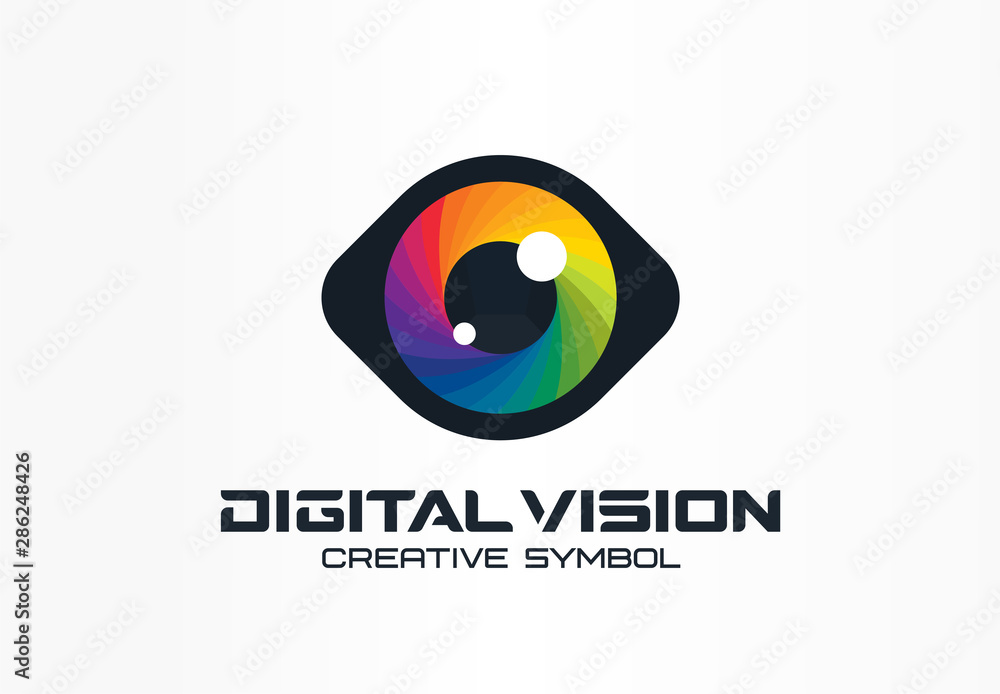 Digital vision, cyber eye, color lens creative symbol concept ...