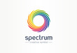 © Hilch - Spectrum, spiral rainbow creative symbol concept. Swirl palette, sunlight mix abstract business logo idea. Colorful circle, gradient icon. Corporate identity logotype, company graphic design tamplate