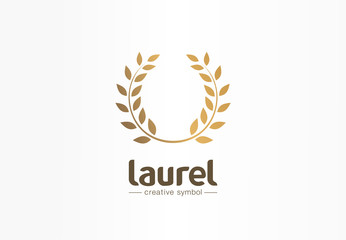 Wall Mural - golden laurel wreath creative symbol concept. award, win, winner, success abstract business logo ide