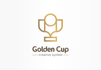 Wall Mural - golden cup, first place creative symbol concept. champion, success in sport abstract business logo i