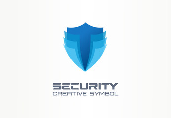 Wall Mural - Cyber security shield creative symbol concept. Digital safety, safe, complex protection abstract business logo idea. Total defence icon. Corporate identity logotype, company graphic design tamplate