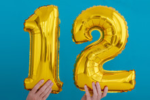 Gold Foil Number 12 Celebration Balloon