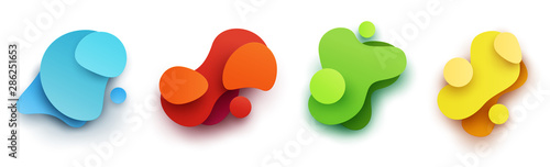 Fotomural Set of abstract flowing liquid shapes in paper cut style