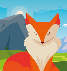 Wall Mural - fox mammal happy autumn season flat design