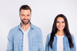 © deagreez - Close-up portrait of his he her she nice-looking attractive lovely cheerful cheery content persons life partners isolated over light white pastel background