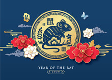 2020 Chinese New Year, Year Of The Rat Vector Design. Chinese Translation: Rat