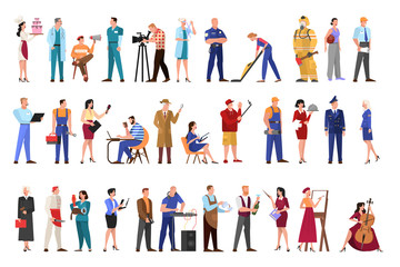 Wall Mural - Profession set. Collection of occupation, male and female