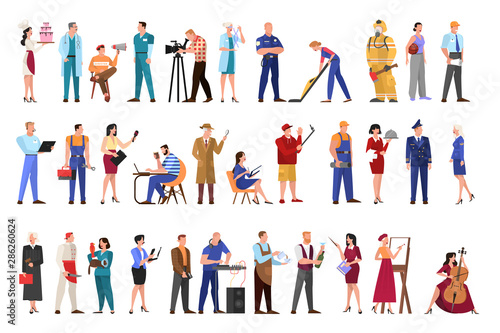 Cuadros en Lienzo Profession set. Collection of occupation, male and female