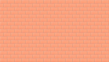 Wall Mural - Long wide picture of pale red or pink tiles wall. Pale red or pink ceramic tile texture background.