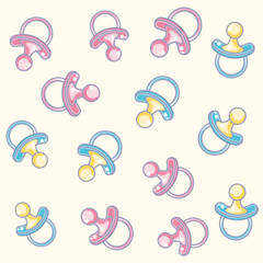 Poster - pattern of cute pacifiers baby