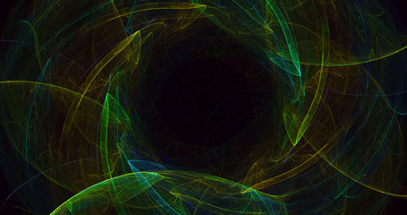 Wall Mural - 3d rendering multicolored abstract fractal on black background
