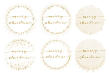 Merry Christmas Calligraphy On Golden Dandelion Wreath Collection