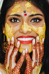 Wall Mural - Portrait of a beautiful Indian bride at a wedding