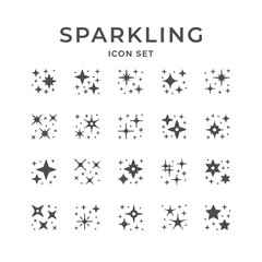 Set icons of sparkling and twinkling