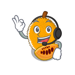 Wall Mural - With headphone sweet gac fruit in mascot bowl