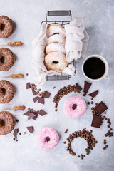 Wall Mural - Sweet donuts with coffee