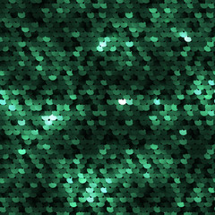 Wall Mural - seamless green sequined fabric texture with emerald colored palliettes