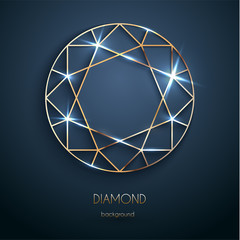 Wall Mural - Abstract luxury template with golden diamond outlined shape - eps10 vector