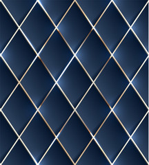 Wall Mural - Seamless illustration of blue background with shiny metallic grid