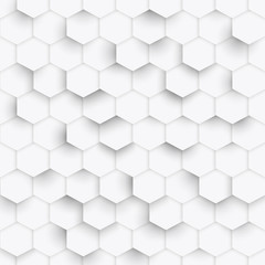 Wall Mural - hexagon geometric white texture, 3d paper background,honeycomb white background with shadows