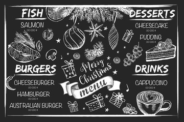 Canvas Print - Christmas menu design. Restaurant menu. Hand drawn illustration