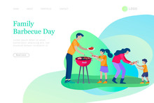 Landing Pages Set With Collection Of Family Hobby Activities. Mother, Father And Children Spend Time Together. Cartoon Vector Illustration