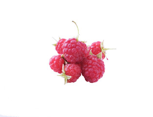 red raspberry berries on a white background