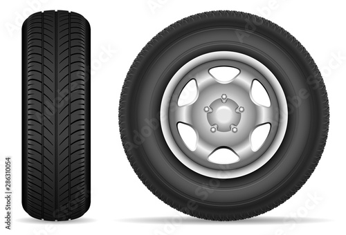 Fotomural Car tires isolated on white background