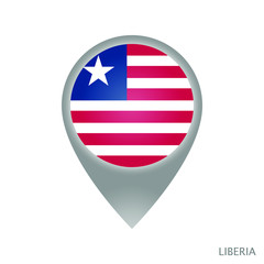 Sticker - Map pointer with flag of Liberia. Colorful pointer icon for map. Vector illustration