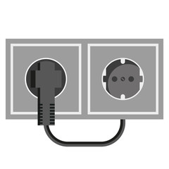 two fused sockets: one is a cable on a white background