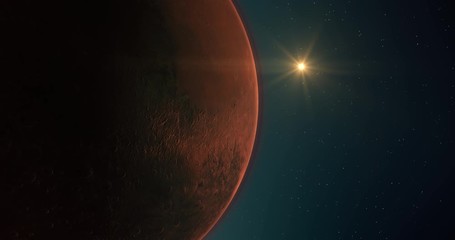 Wall Mural - Hypothetical process of planetary engineering by which the surface and climate of Mars would be changed to make large areas of the environment hospitable to humans. High quality 4K CG animation.