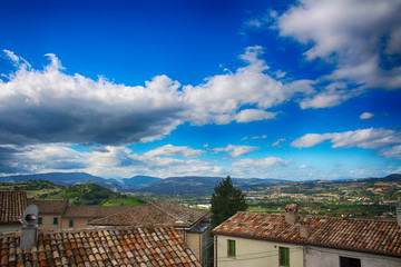 Montemaggiore Al Metauro, Pesaro Urbino, Italy, August 04/2019. The village is a fraction of the municipality of Colli al Metauro. Marche tourist destination easily reachable from the cities of Fano a