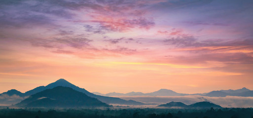 Wall Mural - Mountain with sky and clouds sunrise background