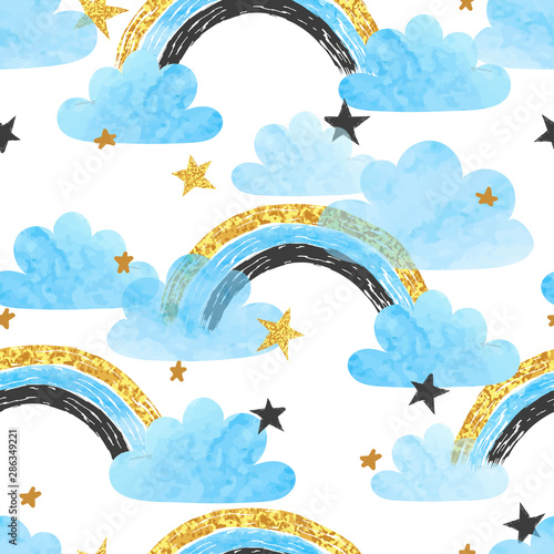 Seamless pattern with rainb...