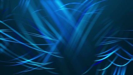 Wall Mural - Glowing curves rippling on a blue background. Endless loop video.